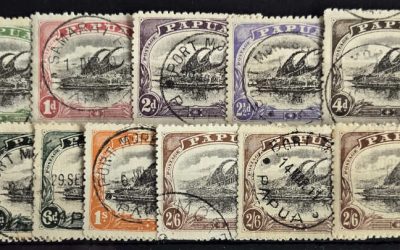 Papua #41-48a Fine+ mostly CDS Used 1910 Set (12)