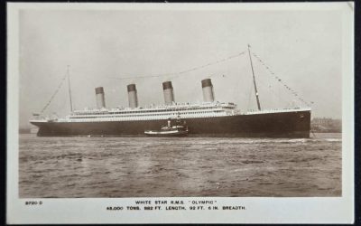 R.M.S. Olympic Unu Hunt & Co. White Star real photo Postcard