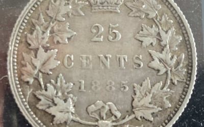 Canada ICCS VF30 1885 Curved 5 QV Silver 25 Cents $1587