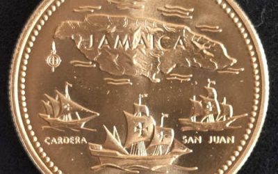 Jamaica BU 1972 Columbus Gold $20, 30,000 struck, .2532oz AGW