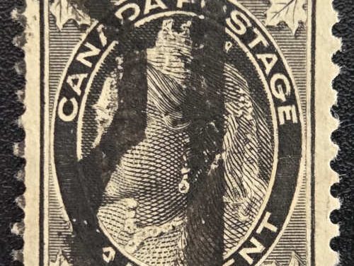 Canada #V-66iV VF 1897 1/2c QV Leaf reentry Precancel