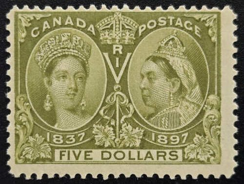 Canada #65 Fine Never Hinged 1897 $5 Jubilee