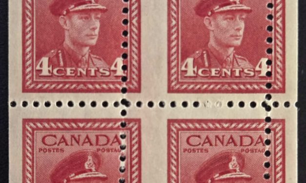 Canada #254 2 Never Hinged 1943 4c War UR Misperf Block (4)
