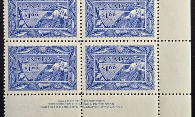 Canada #302 VFNH 1951 $1 Fish Lower Right Plate 1 Block (4)