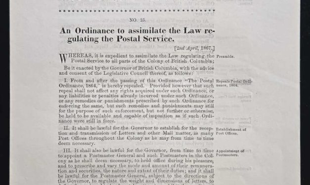 Victoria, B.C. 2 Apr 1867 3 sided Postal Service Proclamation
