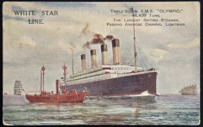 RMS Olympic Unu White Star colour Postcard