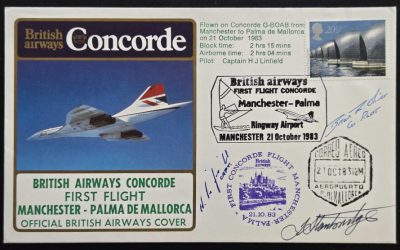 G.B. #1020 21 Oct 1983 pilot-signed Concorde FFC #22/100