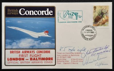 G.B. #1101 25 Apr 1985 31p pilot-signed Concorde Flight Cover #2/100