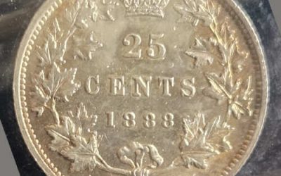 Canada ICCS AU58 1888 QV Silver 25c $1475