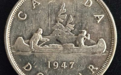 Canada BU 1947 Blunt 7 George VI Voyageur Silver Dollar