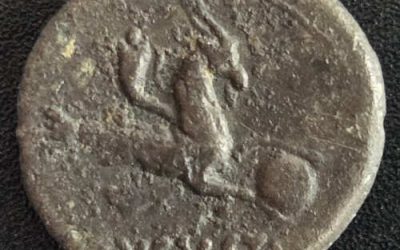 Augustus 27BC-14AD 2.75gm Silver Denarius w/ Capricorn etc