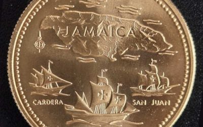 Jamaica BU 1972 Map & Ships Gold $20, 30,000 minted .2532oz AGW