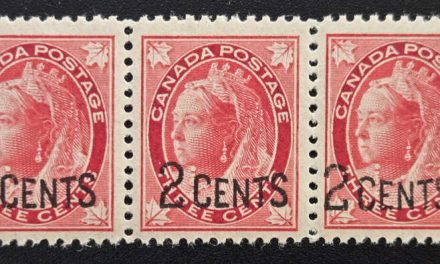 Canada #87i VFNH 1899 2c on 3c Narrow Spacing Strip (3)