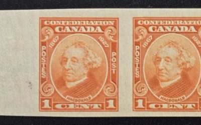 Canada #141a VFNH 1927 1c Imperforate Pair, 250 issued