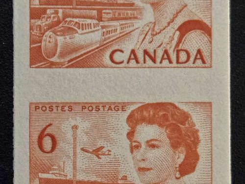 Canada #468A VF Mint 1967 6c Centennial Imperforate Pair