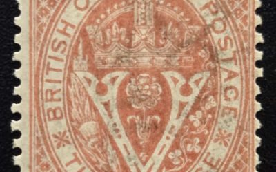 British Columbia #9 Fine+ Mint 1867/71 5c on 3d