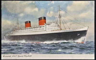 RMS Queen Elizabeth 17 Jun 1958 4d Paquebot Postcard