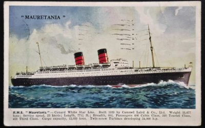 G.B. #282 29 Oct 1951 3d RMS Mauretania Postcard to Holland (2)