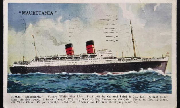 G.B. #282 29 Oct 1951 3d RMS Mauretania Postcard to Holland (2)