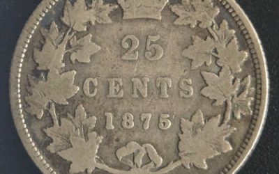 Canada VG8 1875H QV Silver 25 Cents