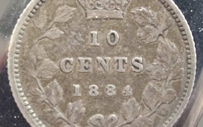 Canada ICCS F12 1884 Queen Victoria Silver 10 Cents