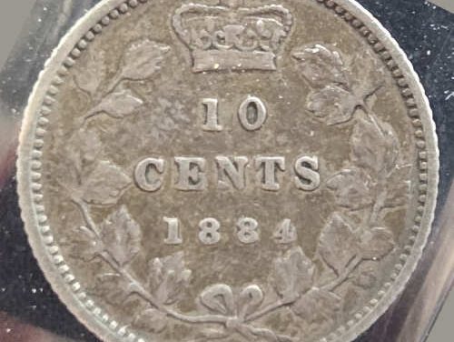 Canada ICCS F12 1884 Queen Victoria Silver 10 Cents