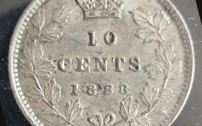Canada ICCS AU50 1888 QV Silver 10 Cents