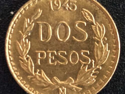 Mexico BU 1945 Gold 2 Pesos .0482oz AGW
