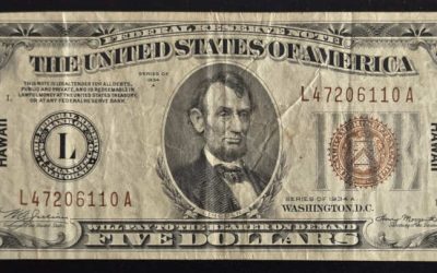 U.S.A. 1934A Hawaii Overprint $5 Banknote