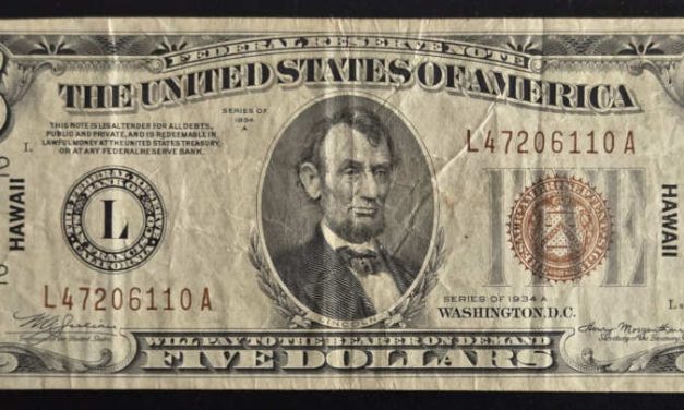 U.S.A. 1934A Hawaii Overprint $5 Banknote