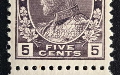 Canada #112LW VF LH 1922 5c Type D Lathework Admiral