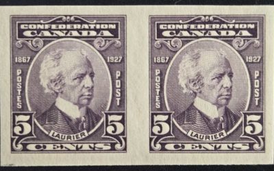 Canada #144a VFNH 1927 5c Laurier Imperf Pair, 250 made