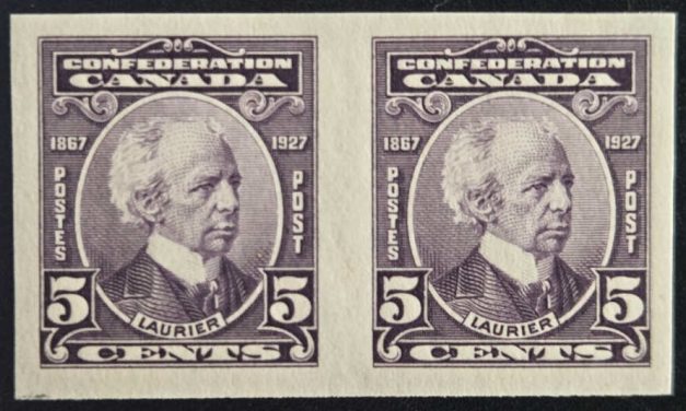Canada #144a VFNH 1927 5c Laurier Imperf Pair, 250 made