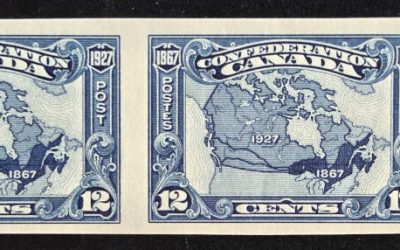 Canada #145a VFNH 1927 12c Map Imperforate Pair, 250 made