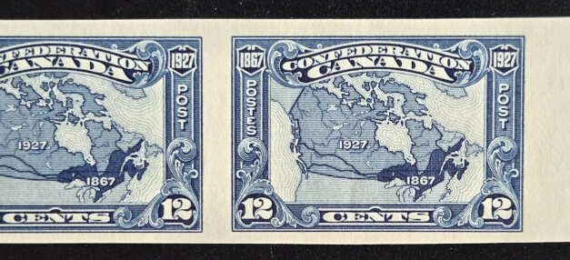 Canada #145a VFNH 1927 12c Map Imperforate Pair, 250 made