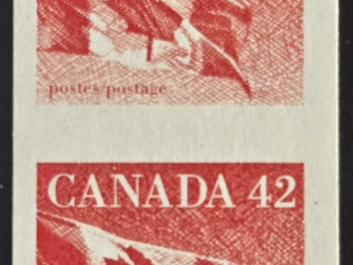 Canada #1394a VFNH 1991 42c Flag Imperforate Pair