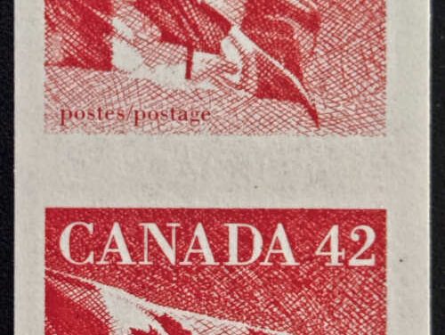 Canada #1394a VFNH 1991 42c Flag Imperforate Pair