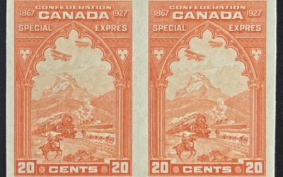 Canada #E3a VF Unu 1927 20c Imperf Pair, 250 made