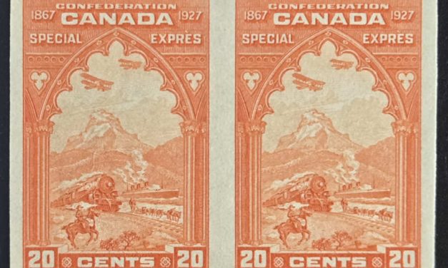 Canada #E3a VF Unu 1927 20c Imperf Pair, 250 made