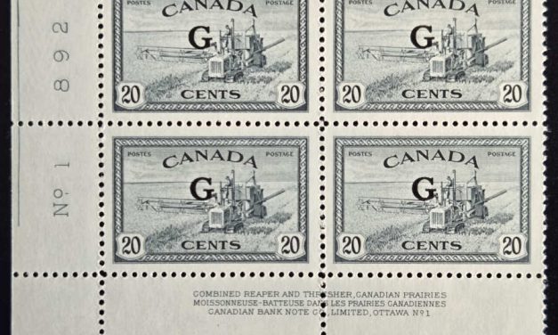Canada #O23 VFNH LL 1950/51 20c Official Plate 1 Block (4)