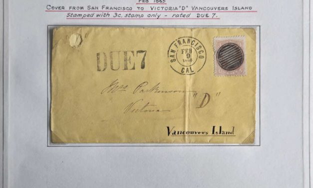 9 Feb 1865 3c Due 7 SFR Cover to Victoria on Wellburn page