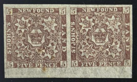 Newfoundland #12Ai VF Mint 1860 5d Watermarked Pair