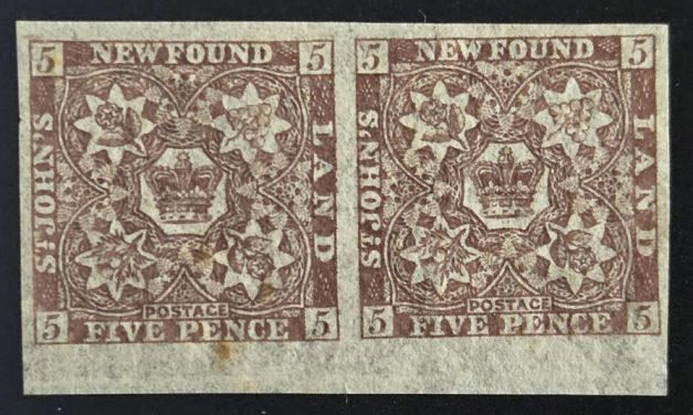 Newfoundland #12Ai VF Mint 1860 5d Watermarked Pair