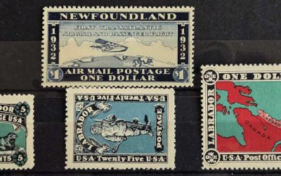 Newfoundland 1908/32 mainly NH labels, $1 Map Unu (4)