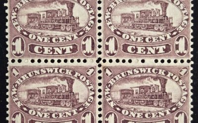 New Brunswick #6 well centered Unused 1860 1c Plate Scratch Block