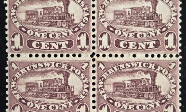 New Brunswick #6 well centered Unused 1860 1c Plate Scratch Block