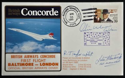 Concorde 26 Apr 1985 39c pilot-signed Baltimore/London Cover#2/100