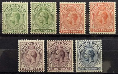 Falkland Islands #30/33 Mint 1912/14 George V (7)