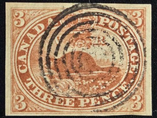 Canada #4 F/VF Used 1852 3d Red, Brun B/S, 2022 Gratton Cert