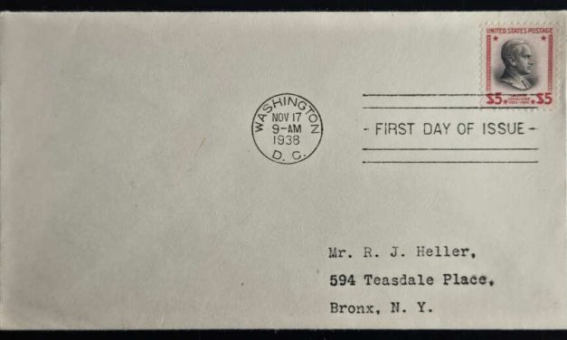 U.S.A. #834 17 Nov 1938 $5 Coolidge typed Washington FDC